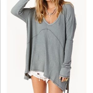 Free people sunset park drippy thermal knit top
